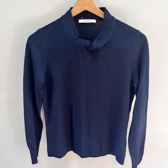 The‎ Fold Womens Navy Merino Wool Sweater Size M - Picture 1 of 4